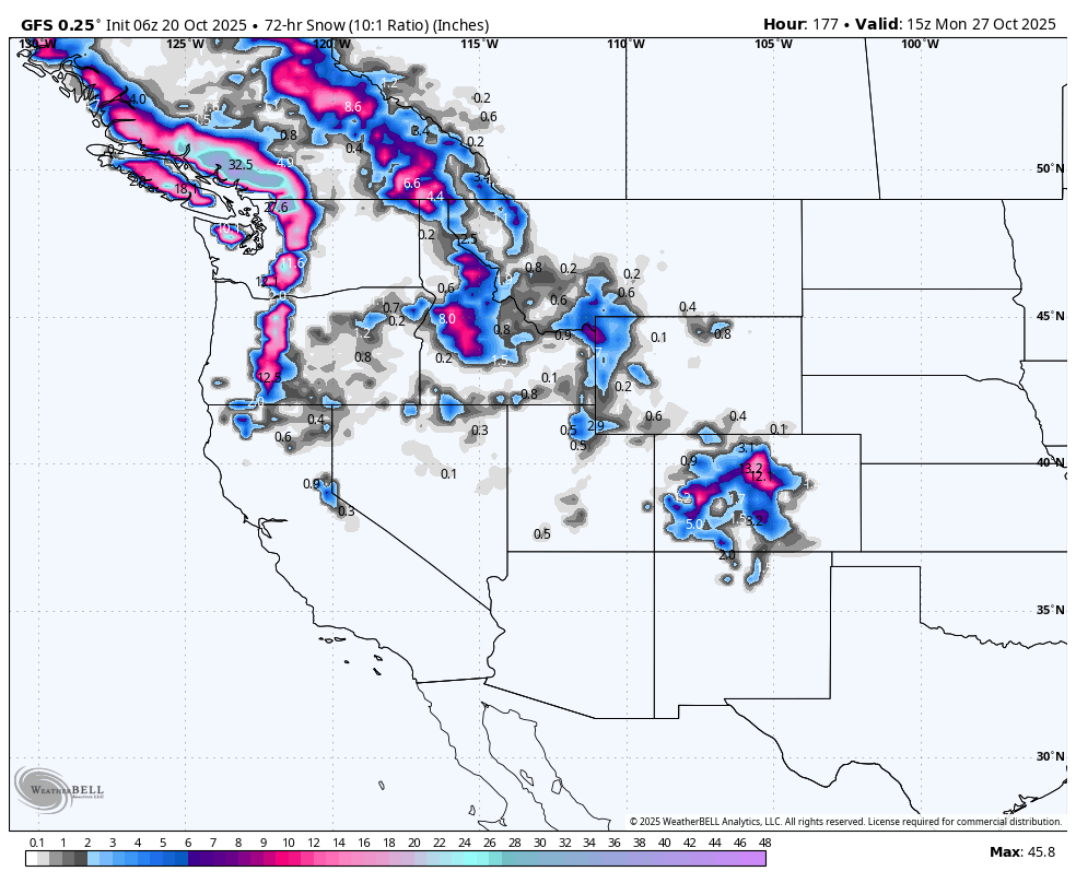 Powder Alert! 7 Day Pow Forecast Looking Deep-PNW/Canada-Rockies on Watch