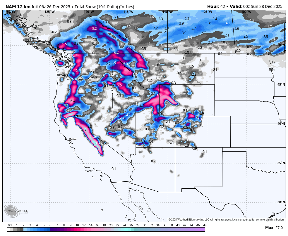 80 plus Inches In the Sierra! Rockies, Idaho, PNW Next