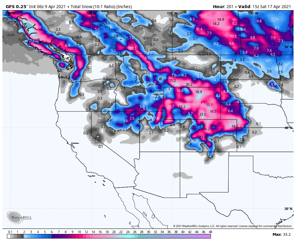Powder watch Colorado/Utah next week. Cascades get blower again for Saturday.