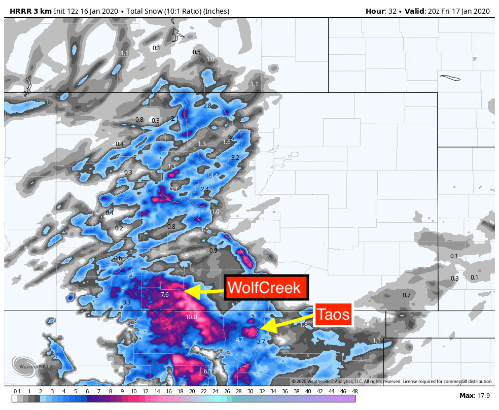 UPDATED POWDER FORECAST BRINGING DEEP SNOW TO THE SIERRA AND SOUTHERN ROCKIES.