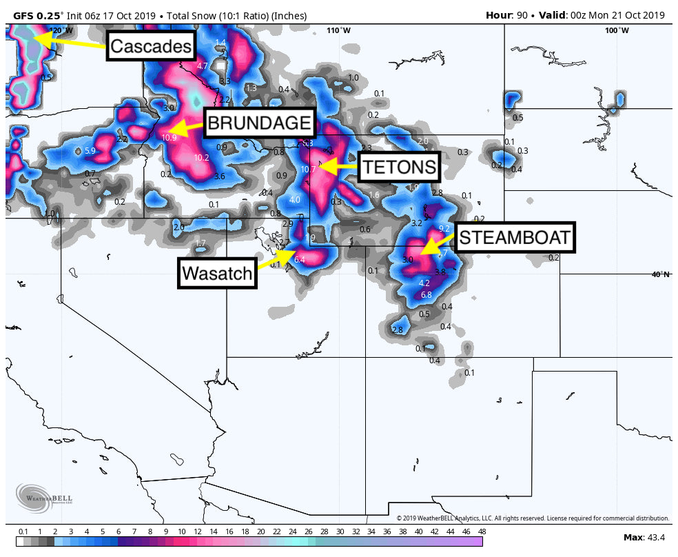 POWDER ALERT! DOUBLE DIGITS WA/ID/WY/UT/CO- 100 INCHES FORECASTED FOR MOUNT BAKER SUMMIT (outside the ski area).