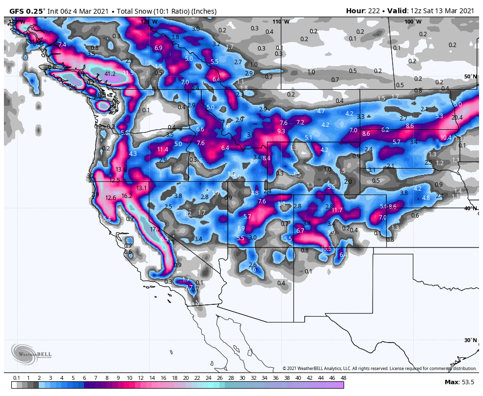 Colorado Update- Long range forecast for the west looks good.