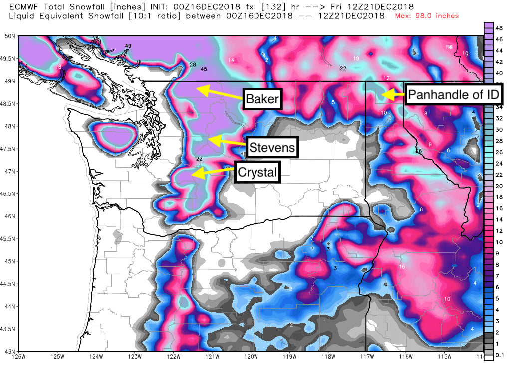FEET OF SNOW FOR UPPER ELEVATIONS OF THE PNW- CHASES IN THE MIX FOR THE SIERRA NEXT WEEK.