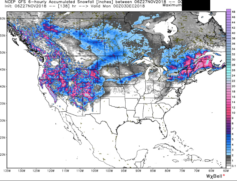 POWDER ALERT- NEW ENGLAND, SIERRA, ROCKIES- 30-60 INCH STORM TOTALS FOR CALIFORNIA THIS WEEK.