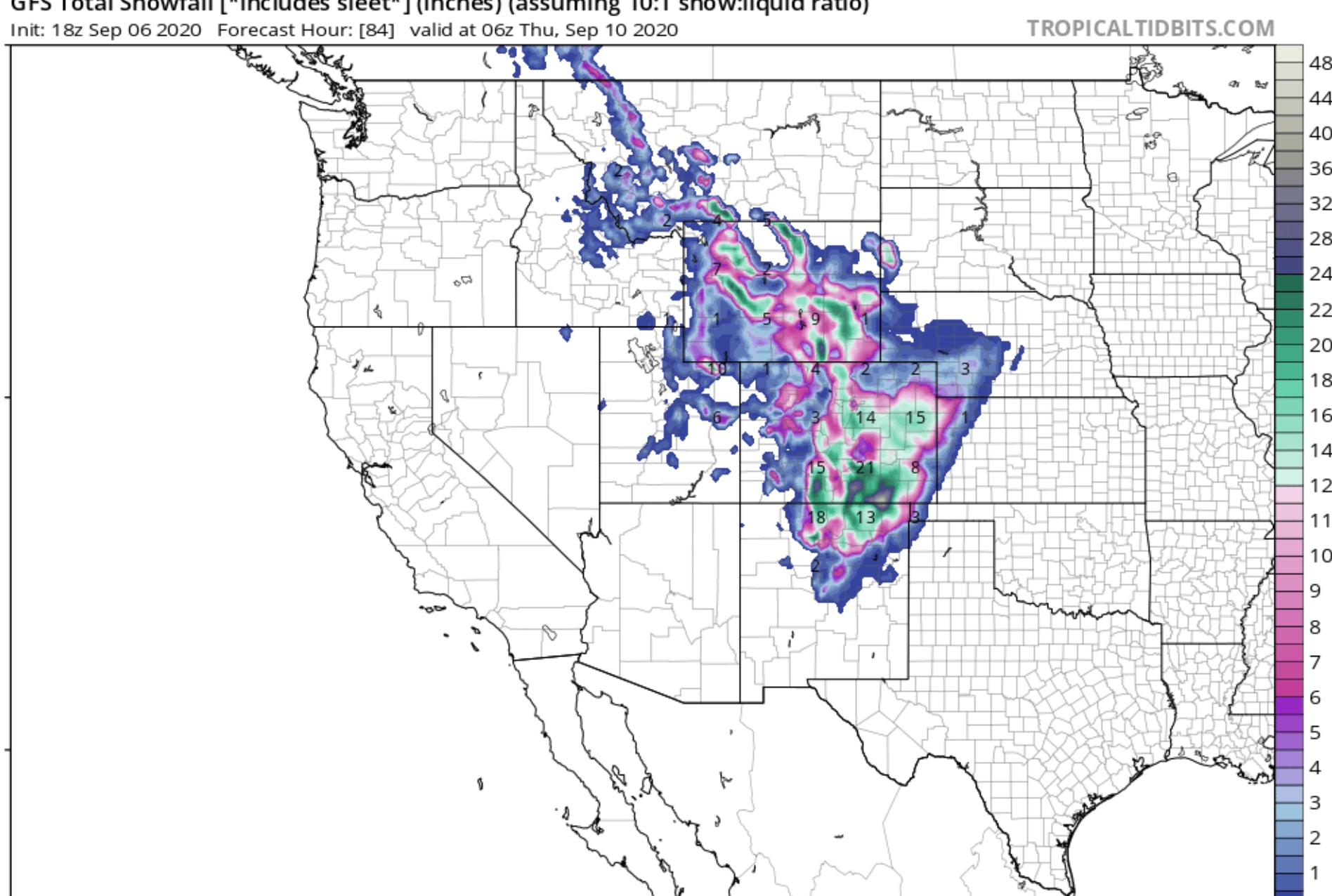 POWDER ALERT! FIRST SIGNIFICANT STORM OF THE SEASON-7-14 INCHES FOR HIGHER TERRAIN IN COLORADO, LARAMIE RANGE, RED LODGE WYOMING. LIGHT TO MODERATE SNOW POSSIBLE FOR THE UINTA RANGE OF UTAH  AND TEASE OVER THE COTTONWOODS.