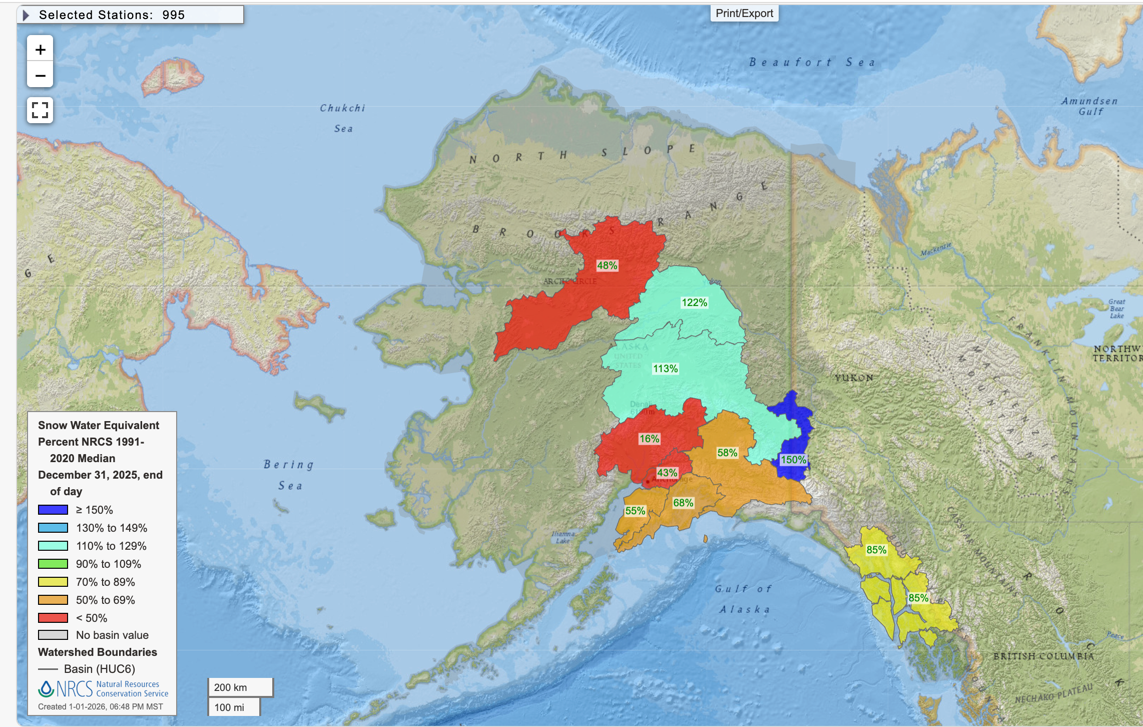 January 1, 2026: Ski Area–Specific Snowfall and Snowpack Update