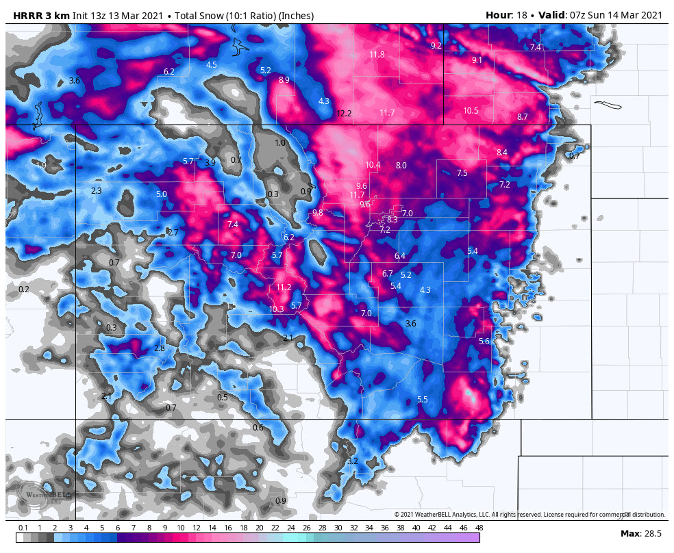 Colorado Dreaming! Where will be the deepest snow be falling
