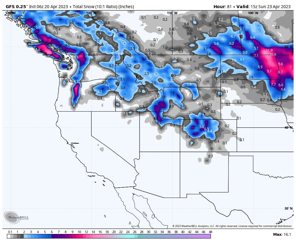 Powder Alert! 9-15 inches PNW, Rockies- Mid April Blower