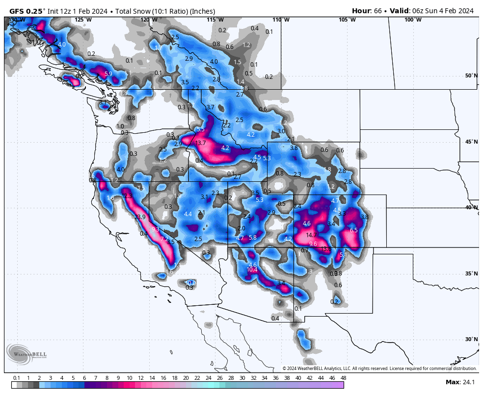 Powder Alert- Sierra, Rockies Thursday -Saturday