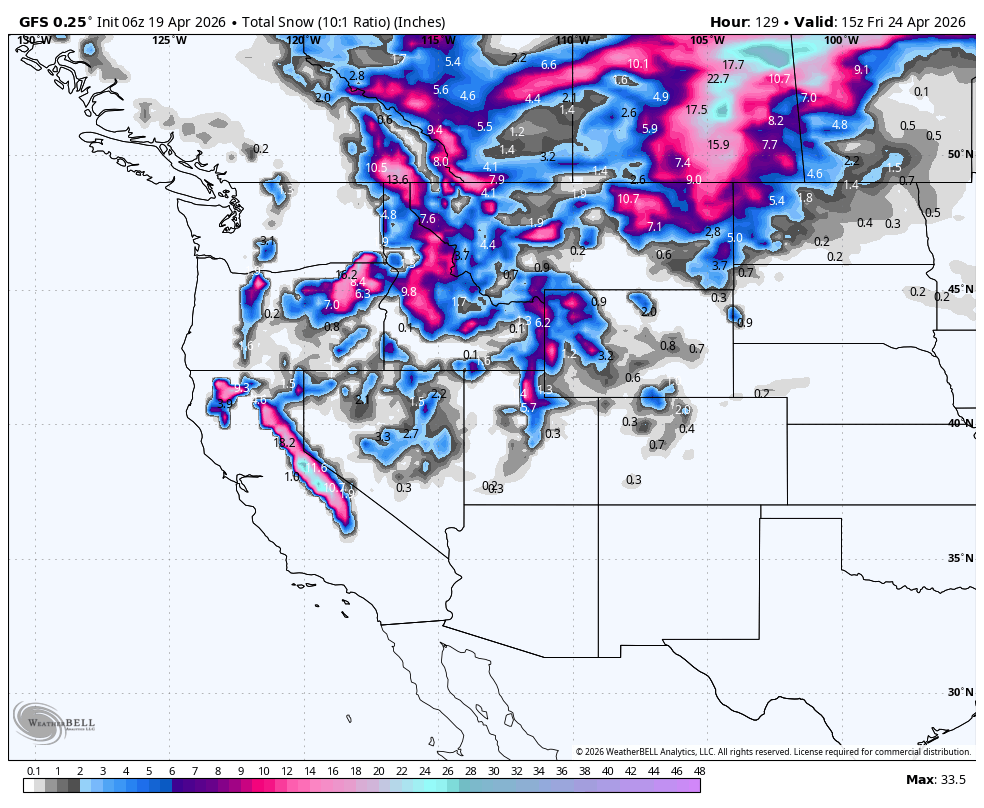 Powder Alert- Sierra/Rockies- 9-15 inches Inbound Next Week