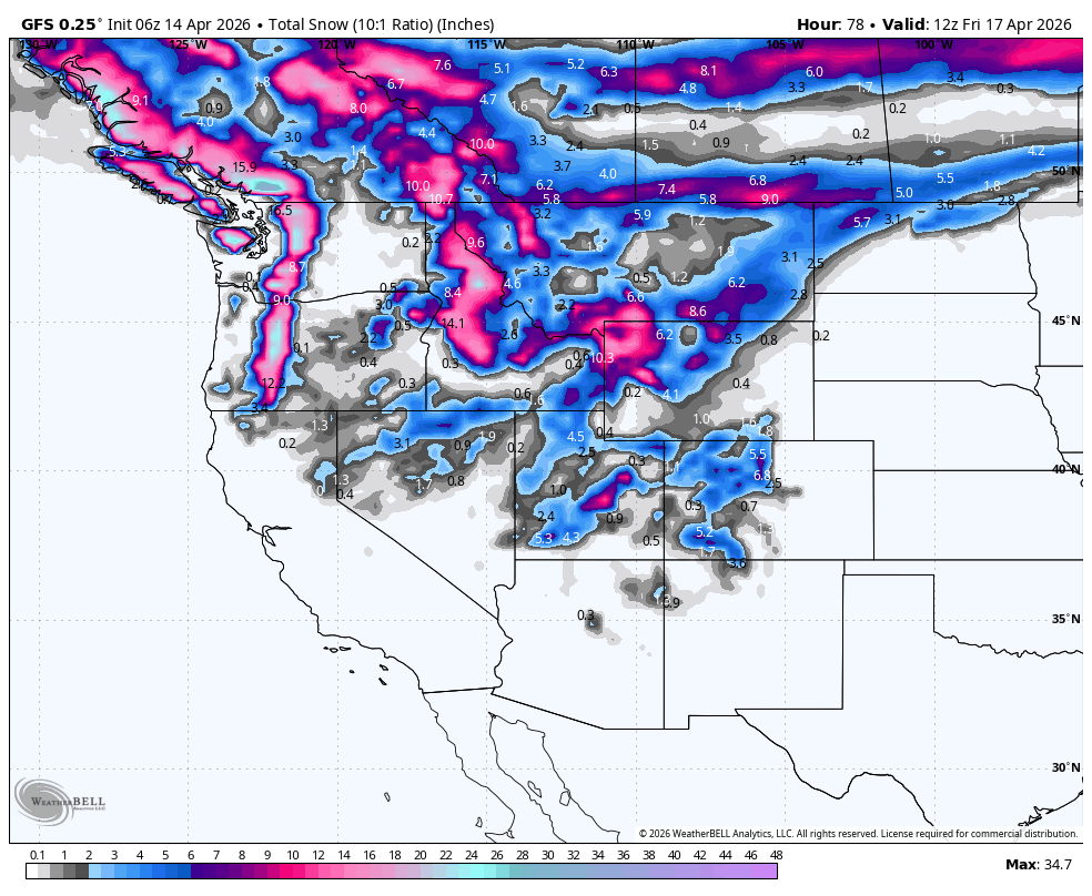 1-2 Feet Incoming to the PNW/Canada/Rockies