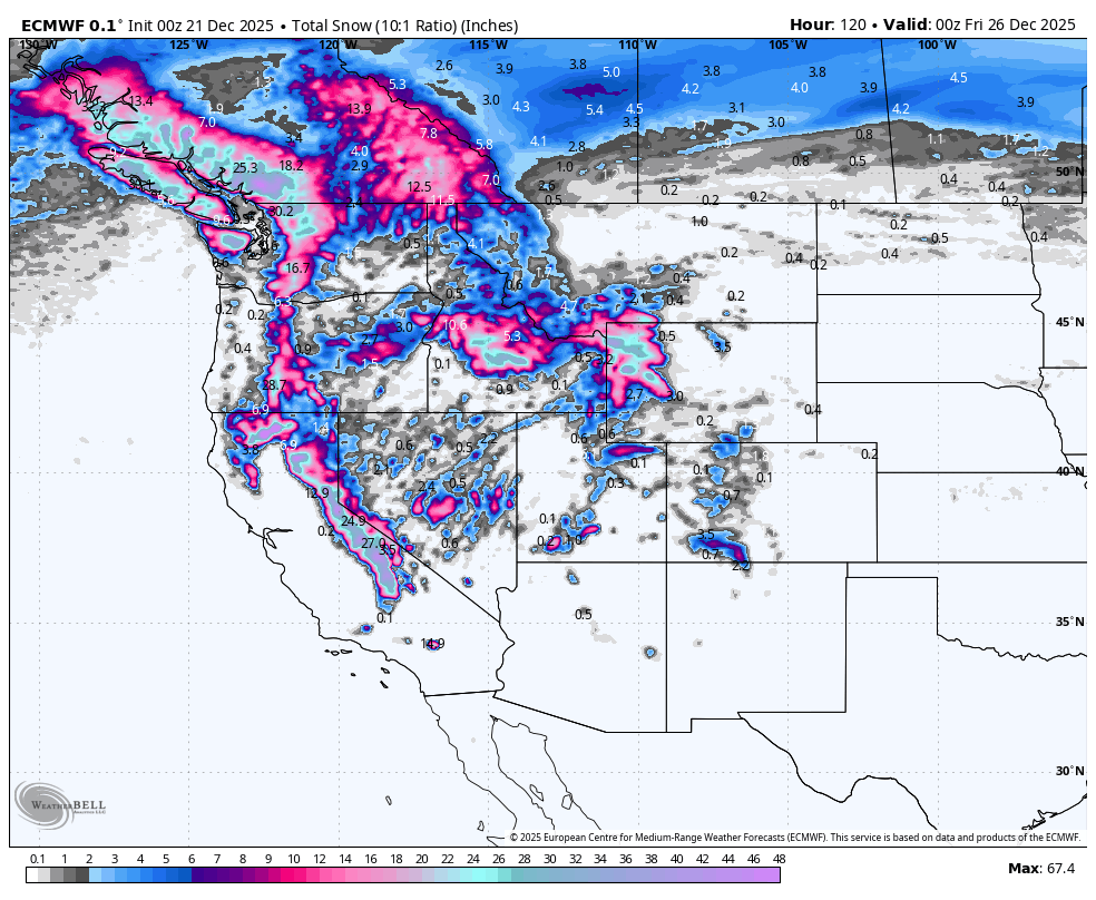 Powder Alert- 4-6 Feet for the Sierra- 2 Storms To Watch (PNW, BC, Rockies).