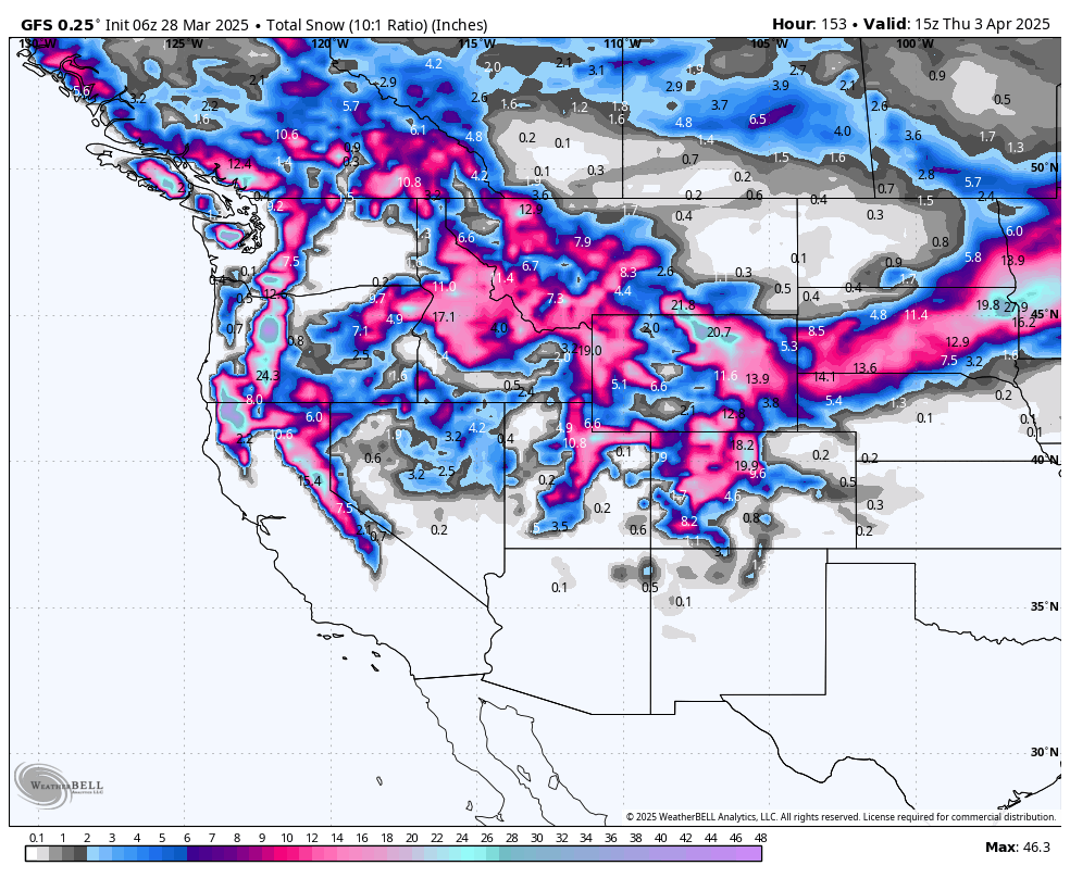 Winter Is Back! 15-35 Inches for the West Next Week.