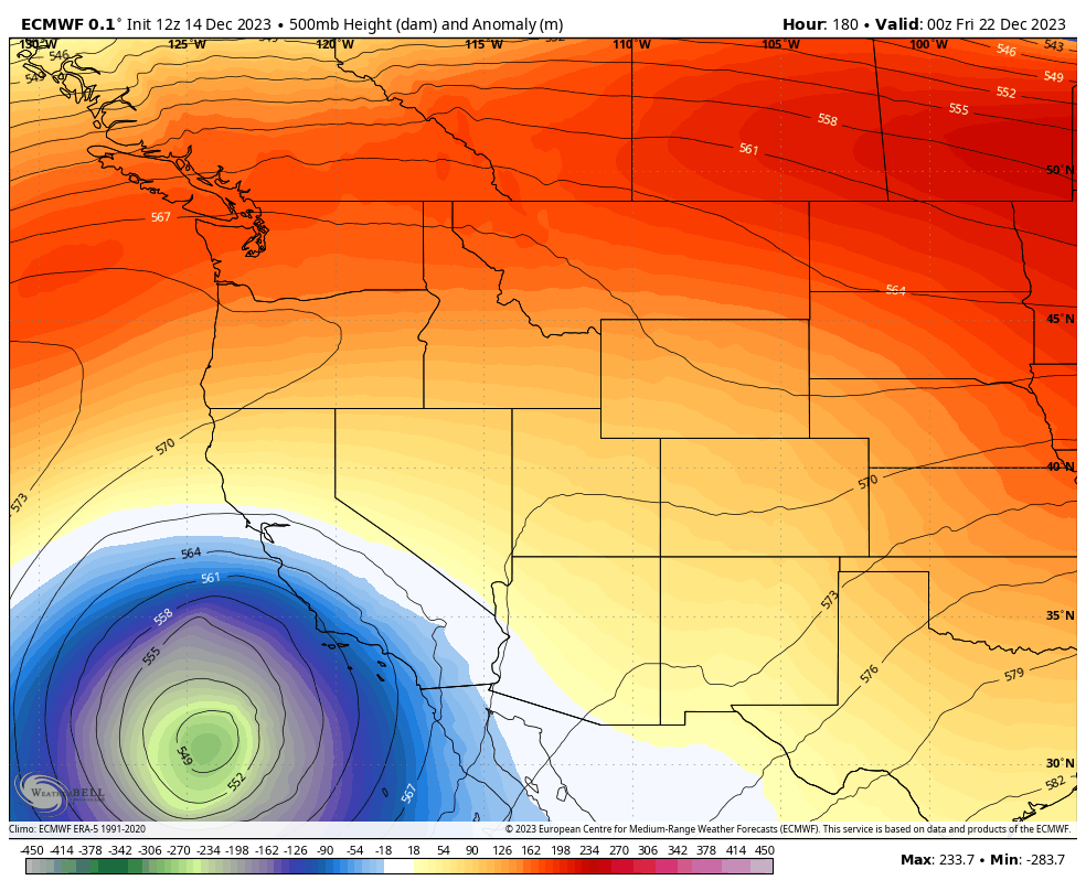 Warm and Wet For The Sierra- Chase High Elev.- Colder Air Due For The PNW