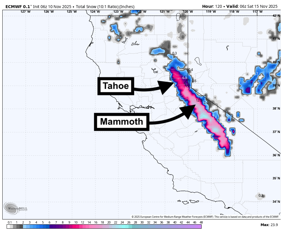 OPENING DAY JACKPOT: MAMMOTH LINES UP 8–13” FOR FRIDAY, TAHOE BUILDS MODERATE REFRESH