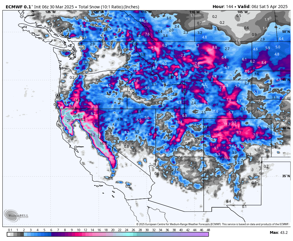 STORM ALERT! 1–3+ FEET OF DENSE-TO-FLUFFY SNOW FOR THE SIERRA, PLUS FRESH POW ACROSS THE WEST