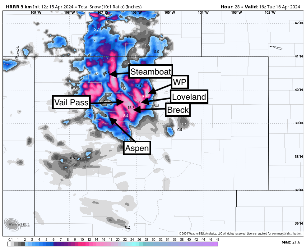 Updated Snow Forecast Colorado/Montana