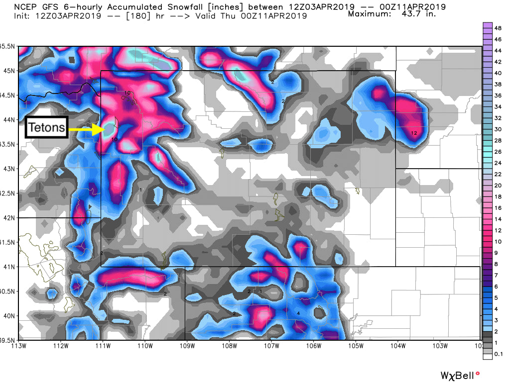 STEADY LIGHT TO MODERATE SNOW FOR THE GRAND TARGHEE FOR THE NEXT 7 DAYS