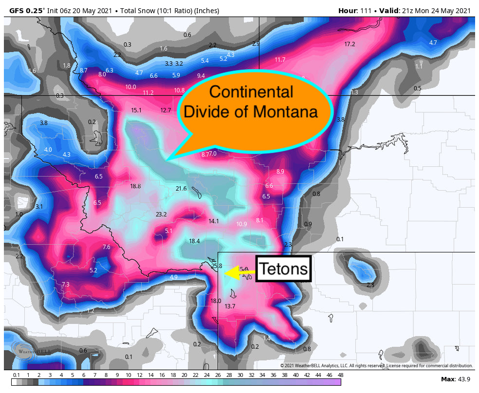 WINTER IS ROARING BACK OVER MONTANA WITH UP TO 20 INCHES POSSIBLE. SNOW FOR THE CASCADES, SIERRA AND PERHAPS THE TETONS.