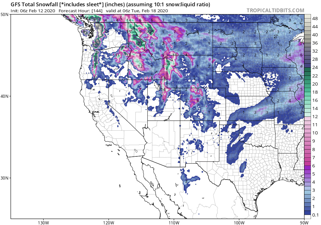 POWDER WATCH ISSUED FOR THE CASCADES AND ROCKIES. 2 FEET OR MORE IS LIKELY IN MANY AREAS OF THE WEST THROUGH SUNDAY NIGHT.  THE HEAVIEST DUMPS WILL OCCUR OVER PRESIDENTS DAY WEEKEND.