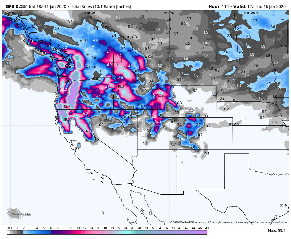 EPIC ALERT- FEET AND FEET OF BLOWER POW CONTINUE FOR TH WEST.