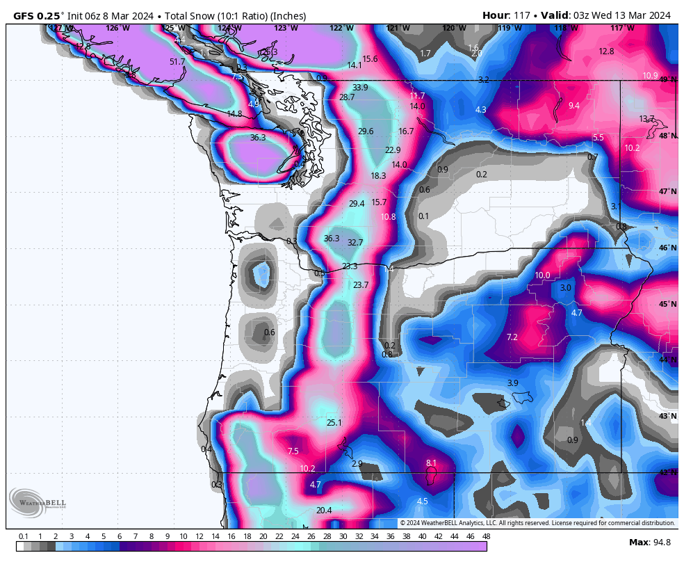 Powder Alert-2-3 feet for Western BC. 1-2 Feet PNW.