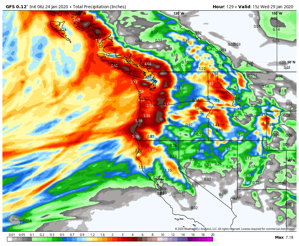 7-10 Powder Forecast brings steady snow to the northern Rockies and deep dense snow to BC and the Cascades.