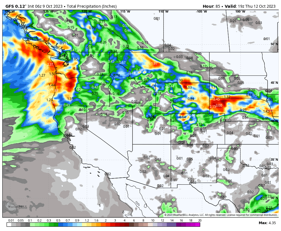 Powder Alert- 5-10 inches of Snow, Snowliage, for the Northern Rockies.