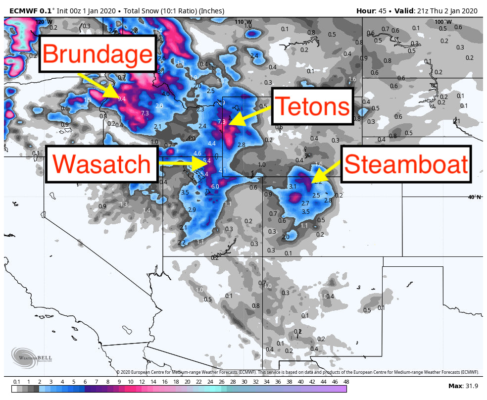THE NEW YEAR IS RINGING IN WITH POWDER IN MANY SPOTS OF THE ROCKIES
