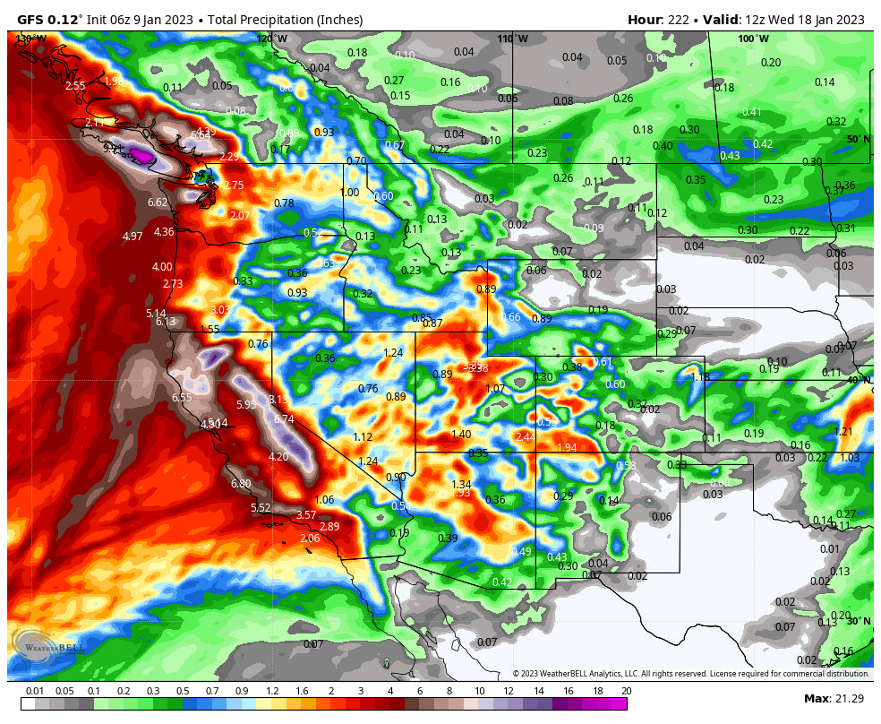 2-5 FEET OF SNOW! CHASE THE COLDER PORTIONS OF THE STORM FROM THE SIERRA TO THE ROCKIES.