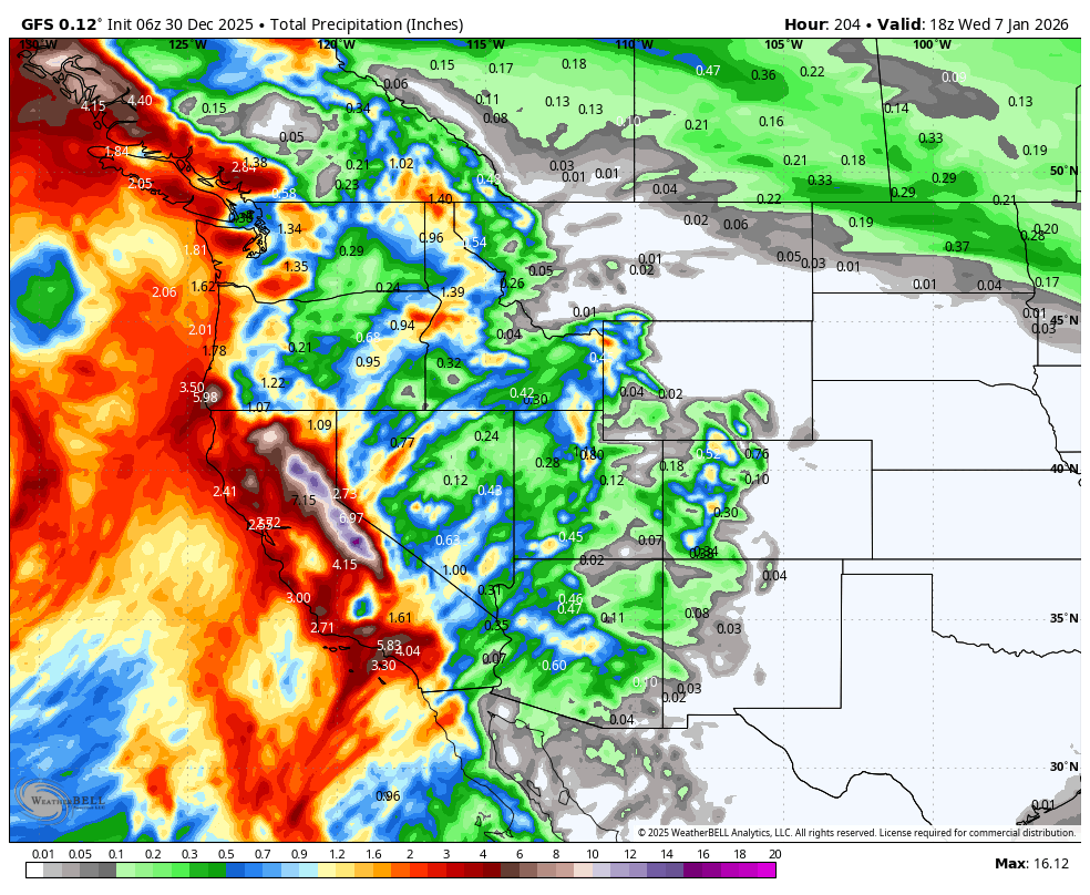 Powder Alert- Western Moisture Surges in the Next 8 Days.