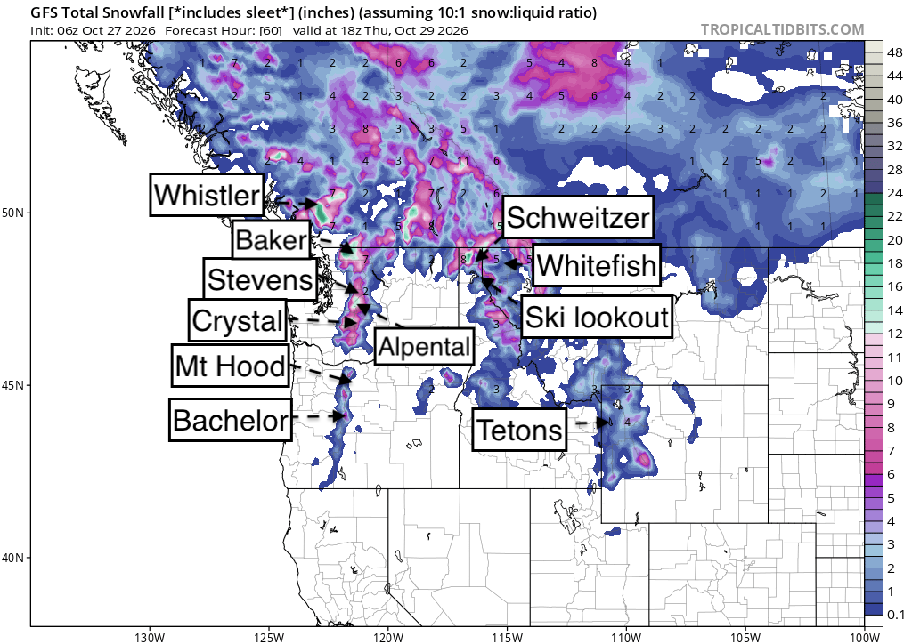 Powder Alert -PNW/BC- Longer Range Pattern Looks Good