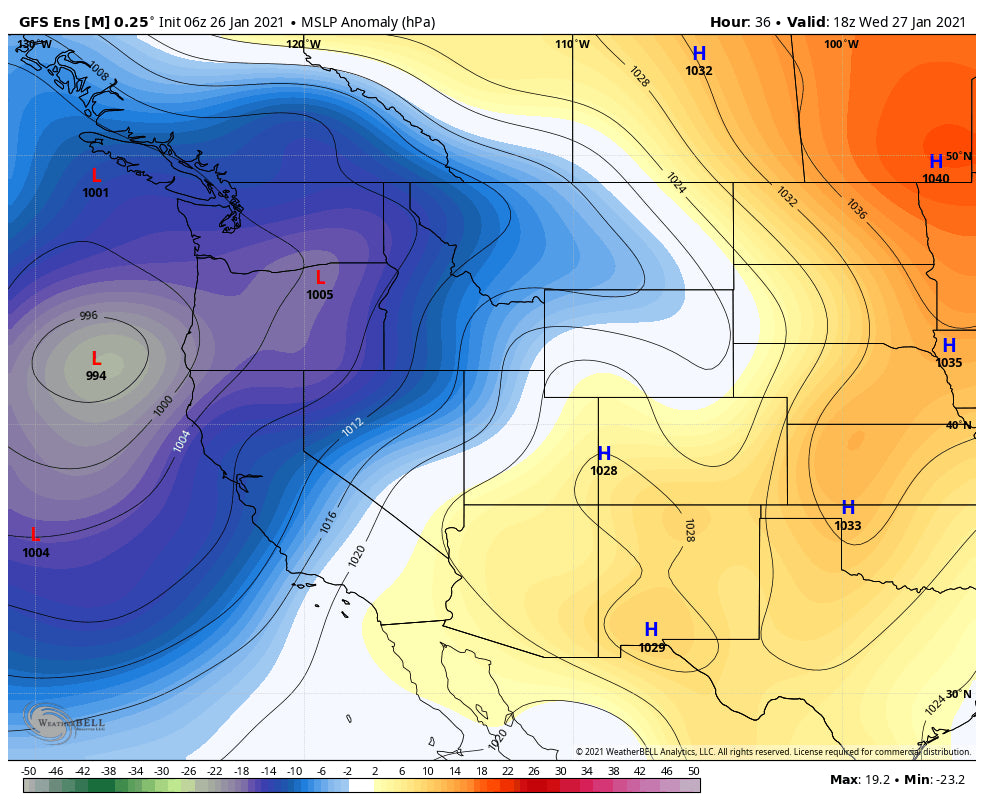 4-6 FEET OF FRESH SLAM THE SIERRA WITH LEFTOVERS HEADED OVER THE NORTHERN ROCKIES.