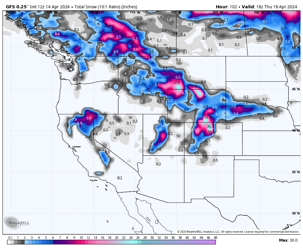 Powder Alert- 9-20 Inches Colorado-Utah-Montana