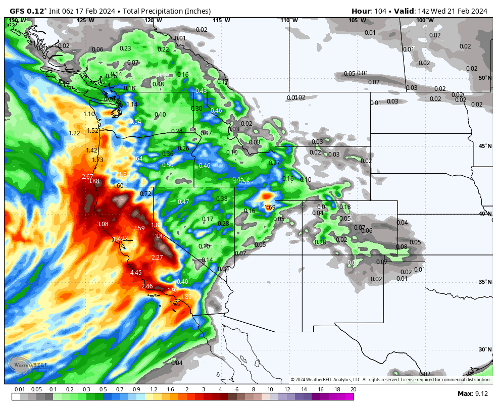 Powder Alert-1-3 Feet Of Sierra Cement Pushes East to the Rockies