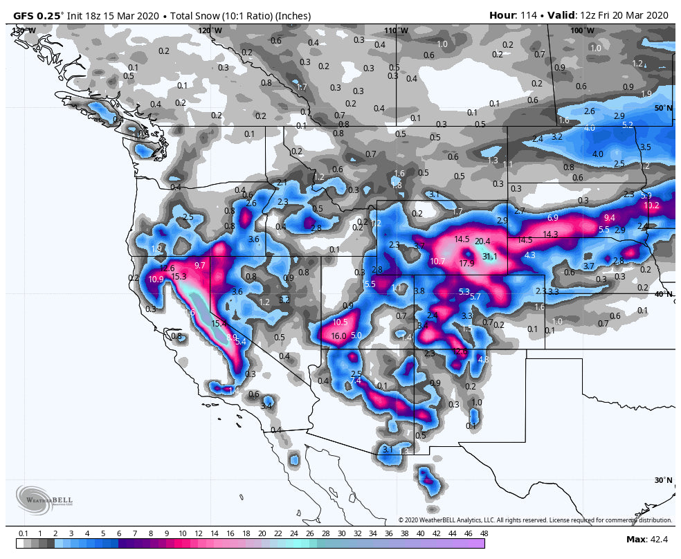WHATS OPEN? POWDER IS FALLING IN THE SIERRA THAT MOVES INTO THE 4 CORNERS MIDWEEK.