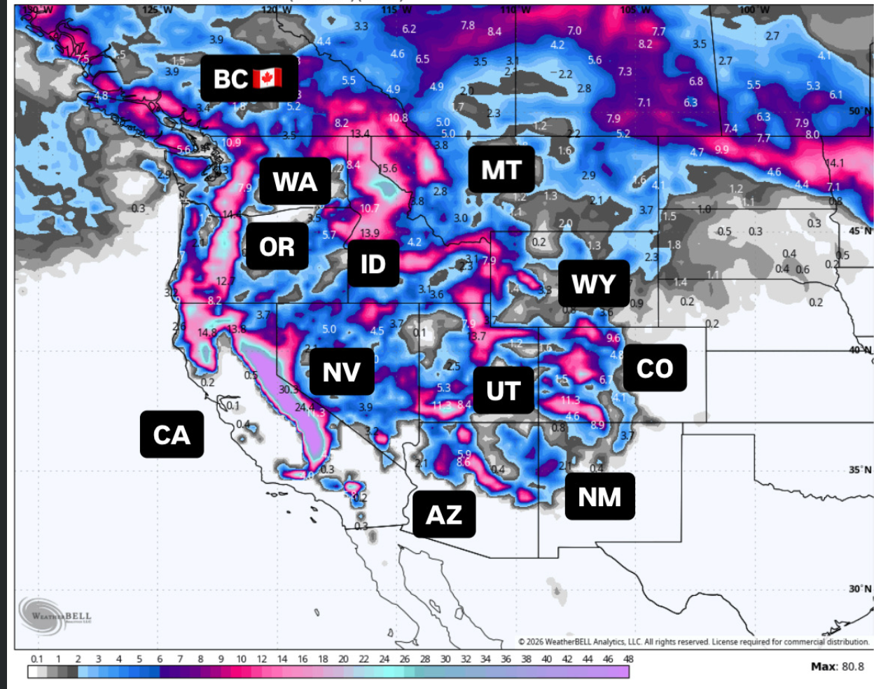 Snorkel Alert- Sierra, Rockies 20-60 inches of snow