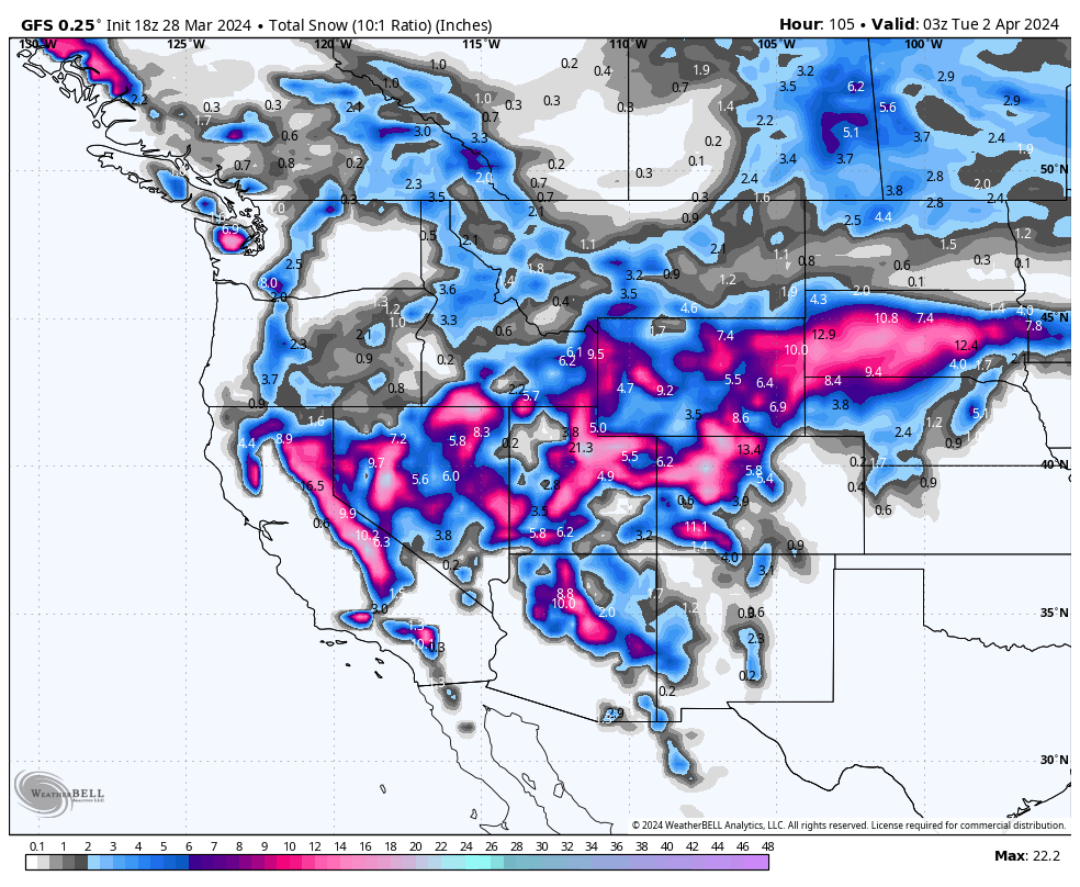 Powder Alert- Sierra- Rockies 1-2 Feet In the Next 4 Days.