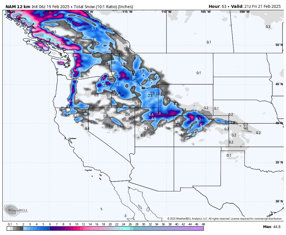 Powder Alert- PNW-Central Rockies 7-15 inches of snow.