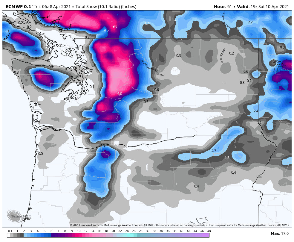 EPIC ALERT! 1-2 FEET OF APRIL BLOWER FOR THE CASCADES AND BC