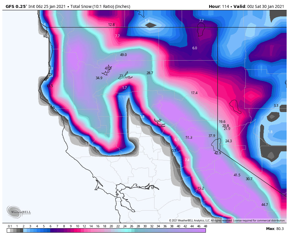 Updated Deep Powder Forecast- Atmoshperic River To The Rescue For The Sierra!