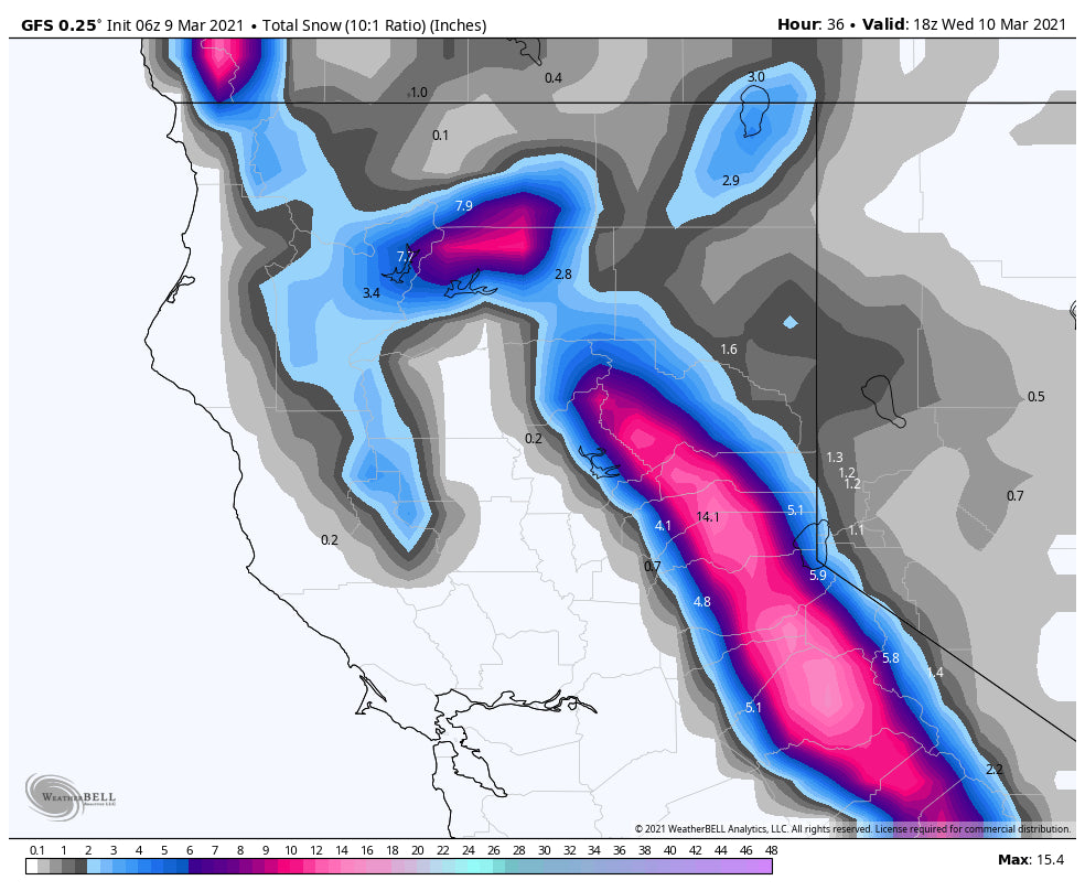 Where can you chase powder in the next 7 days?