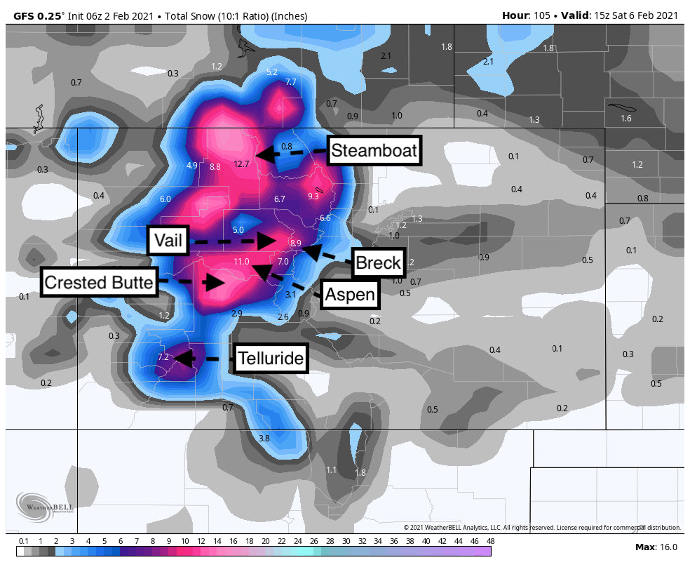 POWDER ALERT- CO, WY, UT, MT, - Rockies score with New England a big winner for Tuesday/Wednesday.