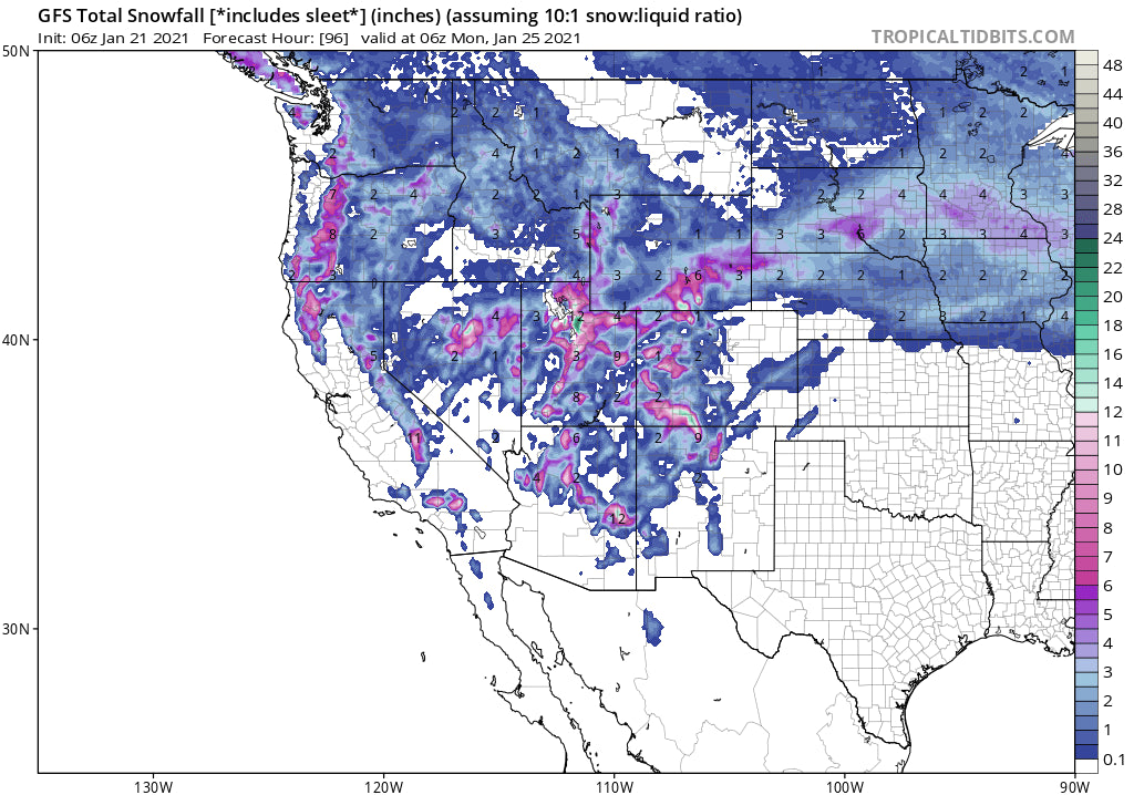 1-2 FEET OF FRESHIES FOR MANY AREAS OF THE ROCKIES.  SEVERAL FEET ARE POSSIBLE FOR THE SIERRA NEXT WEEK.