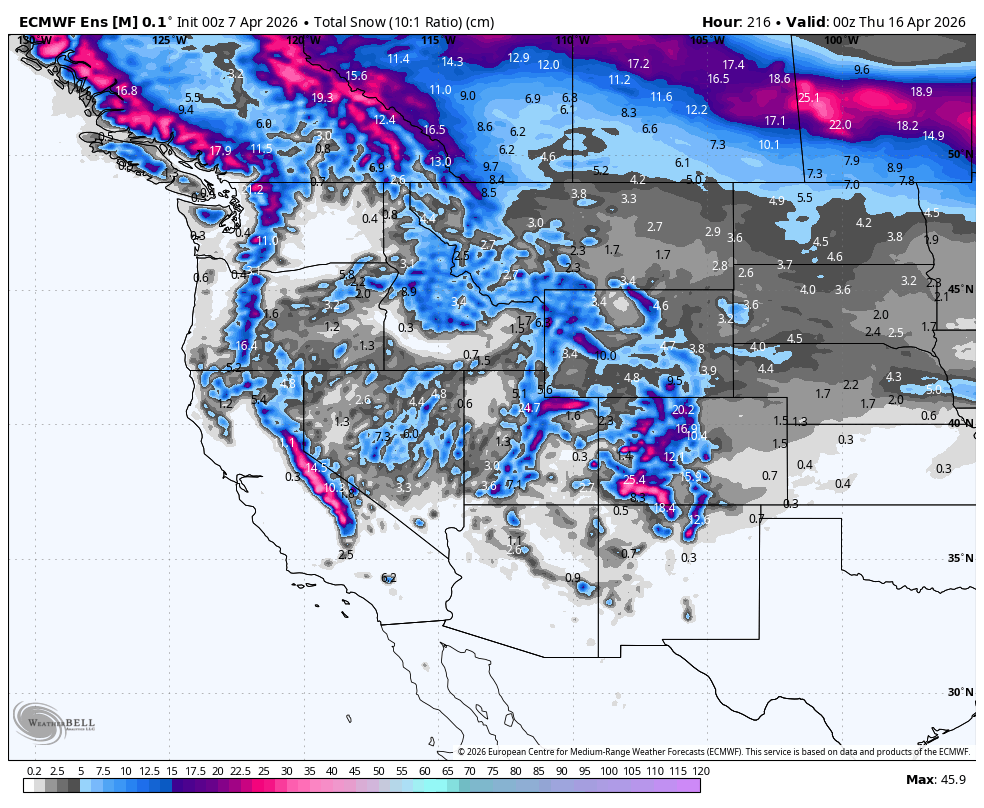 Powder Watch- Snow Returns to the West -Sierra, Central Rockies.