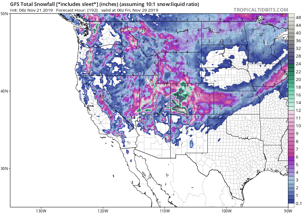FEET OF SNOW IN THE 7 DAY POWDER FORECAST FOR THE WEST!