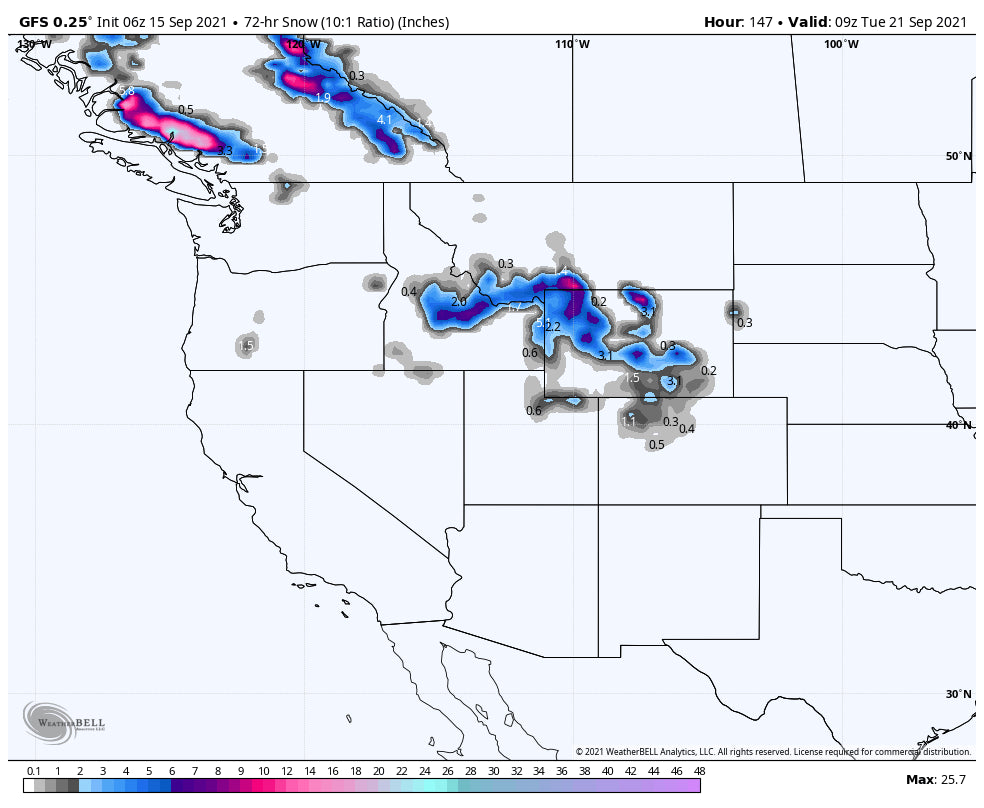 A Double Dose of September Snow is Headed for the Western US and Canada