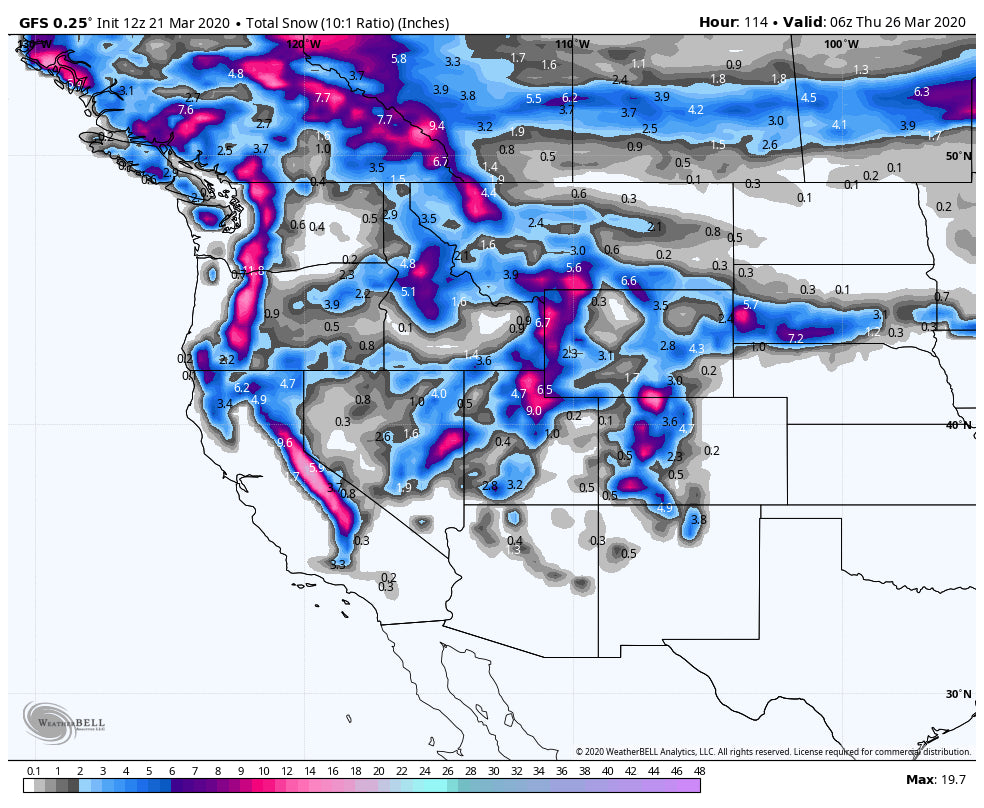 Deep snow returns to the West next week with up to 2-3 feet for the Rockies