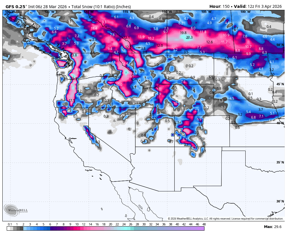 Powder Alert-April Fools Might Deliver in the West with 2 storms to watch.