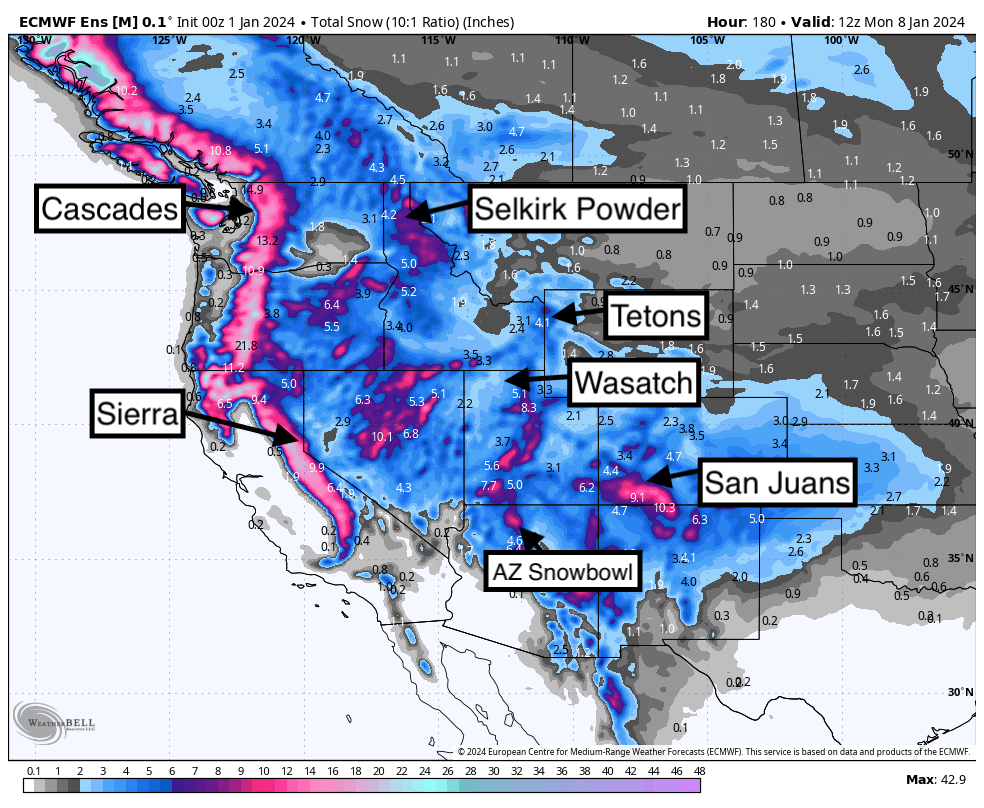 Powder Watch-1-2 Feet Possible In The Next 7 Days For The West